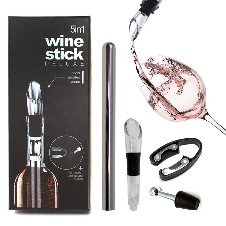 Oak and Steel 5In1 Deluxe Stainless Steel Wine Accessory Gift Set